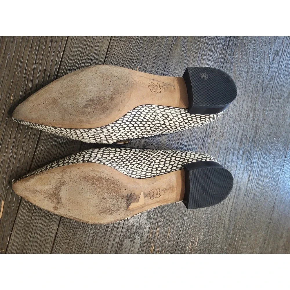 Tory Burch King Cobra Leather Block Heels Size 11 Black & Cream Great Shape‎